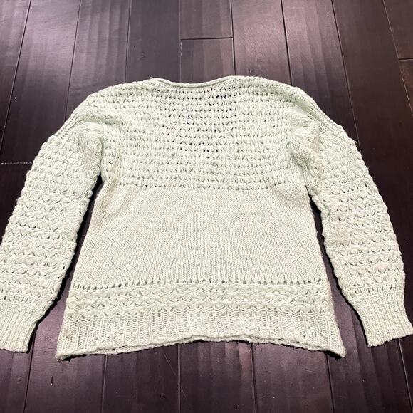 Free People Crashing Waves Chunky Knit Sweater Wool Blend Green Women's S - Picture 3 of 4